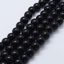 Black Onyx Natural Black Onyx Beads Strands, Dyed & Heated, Round, 8mm, Hole: 2mm,  about 48pcs/strand, 14.37 inch(36.5cm)