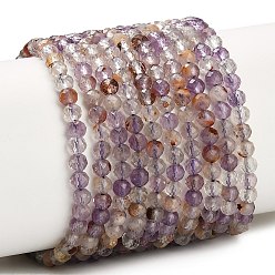 Лодолит Кварц Натуральные фиолетовые фантомные кварцы, фиолетовые лодолитовые кварцевые бусины, нити, граненые, круглые, 4 мм, отверстие : 0.8 мм, около 107 шт / нитка, 15.35 дюйм (39 см)