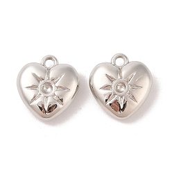 Платина Пластмассовые подвески ccb, сердце с солнцем, платина, 19x18x6 мм, отверстие : 2.5 мм