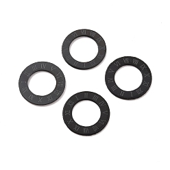 Electrophoresis Black 304 Соединительные кольца из нержавеющей стали, ионное напыление (IP), кольцо с римскими цифрами 1~12, электрофорез черный, 12x0.5 мм, отверстие : 7 мм