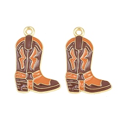 Сэнди Коричневый Подвески из сплава и эмали в стиле ковбоев на западе, подвески для ковбойских сапог, золотые, песчаный коричневый, 26.5x18x2 мм, отверстие : 1.8 мм