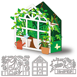 Other Plants Углеродистая сталь разрезает трафареты, для diy scrapbooking, Фотоальбом, декоративная бумага для тиснения, дом для растений, 90~110x87~157x0.8 мм, 3 шт / комплект