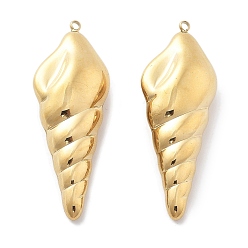 Настоящее золото 18K Вакуумное покрытие pvd 304 подвески из нержавеющей стали, очарование раковины, реальный 18 k позолоченный, 42x15.5x10 мм, отверстие : 1.5 мм