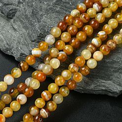 Полосатый Агат Природные Мадагаскар агат бисер нитей, полосатый агат / полосатый агат, круглые, окрашенная и подогревом, 6 мм