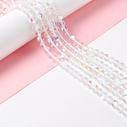 Прозрачный АВ Синтетические лунные лучи, круглые, ясно AB, 6 мм, отверстие : 0.8 мм, около 63 шт / нитка, 14.57''~15.55'' (37~39.5 см)