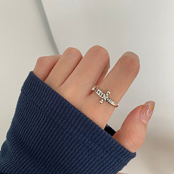 Cross Ретро латунные манжеты открытые кольца для женщин, античное серебро, крестик, внутренний диаметр: регулируемый