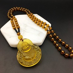 Желтый Стекло ожерелья шкентеля, религиозные темы, желтые, 25.20 дюйм (64 см)