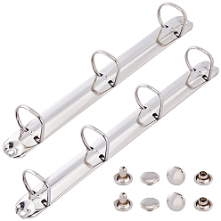 Нержавеющая Сталь Цвет Стальные переплетные гребни, 3-кольцо и 4-кольцо шарнирный зажим для переплетного переплета, гребенчатые связывающие шипы, цвет нержавеющей стали, 291x36x41.5 мм, отверстие : 4x5 мм