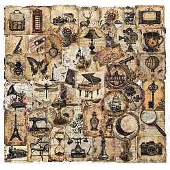 Светло-коричневый 50шт наклейки для животных, самоклеящиеся наклейки, для чемодана, скейтборде, холодильник, шлем, загар, 48~65x43~52x0.1 мм