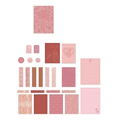 Pink 20Pcs Scrapbook Paper Kit, Including Scrapbook Paper, Envelopes, Greeting Cards, Notes and Stickers, Pink, 45~195x30~145mm