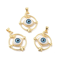 Светло-Голубой Непрозрачные подвески смолы, с фурнитурой из позолоченной латуни тона 18 k, кольцо с подвеской в виде конского глаза, без кадмия, без никеля и без свинца, Небесно-голубой, 33x26x7 мм, отверстие : 3x4.3 мм