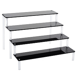 Черный 4-уровневая сборка прозрачных акриловых стоек для дисплеев-органайзеров, для фигурок, косметический, благосклонно относиться к хранению товаров, чёрные, готовое изделие: 30x30.4x20 см