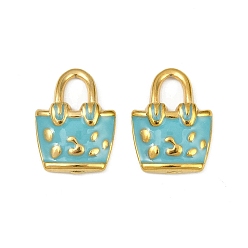 Светло-Голубой 304 нержавеющей стальной эмали подвески, сумка очарование, ионное покрытие (ip), реальный 18 k позолоченный, Небесно-голубой, 21x15.5x4 мм, отверстие : 7x4.5 мм