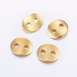 Золотой 304 кнопки из нержавеющей стали 2, овальные, золотые, 14x12x0.8 мм, отверстие : 3 мм