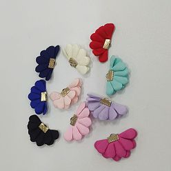 Mixed Color Korean Faux Suede Pendants, with Light Gold Plated Brass Finding, Petaline Charms, Mixed Color, 25x40x2mm, Hole: 3x1.5mm, 10pcs/bag
