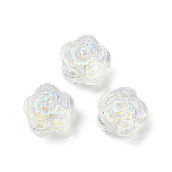 Прозрачный Прозрачные стеклянные бусины, цветы розы, спекающийся лак, прозрачные, 11.5x12x8.5 мм, отверстие : 1.2 мм
