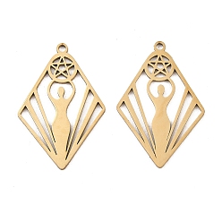 Золотой 201 подвески из нержавеющей стали, оберег тройной богини луны, золотые, 27.5x18.5x1 мм, отверстие : 1.4 мм