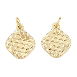 Rhombus Латунь прелести, стойки покрытие, долговечный, без кадмия и без свинца, реальный 18 k позолоченный, с целью перехода в кольце, ромб, 11.5x9.5x1.5 мм, отверстие : 2 мм