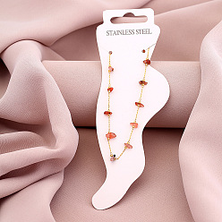 Оранжево-Красный Окрашенная натуральная кварцевая крошка с 304 цепочками из нержавеющей стали, золотые, оранжево-красный, 8-1/4 дюйм (210 мм)