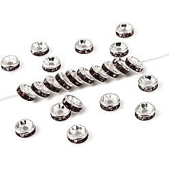 Свет Аметист Латунь марки А горный хрусталь Spacer бисер, серебряный цвет гальваническим, без никеля , рондель, светлый аметист, 6x3 мм, отверстие : 1 мм