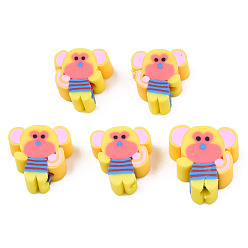 Золотистый Бусины из полимерной глины , обезьяна, золотые, 10~13x8~10x4~5 мм, отверстие : 1.8 мм