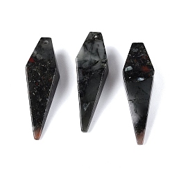 Bloodstone Natural African Bloodstone Pendants, Arrowhead Charms, 42~44x12~13.5x12~13.5mm, Hole: 1.2~1.6mm