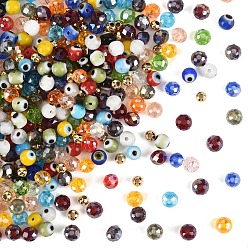 (52) Непрозрачная лаванда 100 шт. круглых бусин-лэмпворк ручной работы от сглаза, с 200шт. стеклянными бусинами и 100шт. латунными бусинами-разделителями, разноцветные, 3~4 мм, отверстие : 1 мм