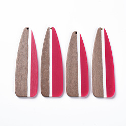 Камелия Большие подвески из непрозрачной смолы и орехового дерева, слеза, камелия, 76.5x24x3 мм, отверстие : 2 мм