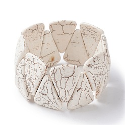 Белый Эластичные браслеты из окрашенной синтетической бирюзы с треугольными бусинами, плитка браслет, белые, внутренний диаметр: 2-1/2 дюйм (6.35 см)