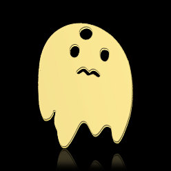 Real 18K Gold Plated 201 Stainless Steel Pendants Ion Plating(IP), Ghost, Real 18K Gold Plated, 13x9.5x1mm, Hole: 1.2mm