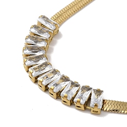 Настоящее золото 18K 304 из нержавеющей стали цепи змея ожерелья, стеклянные прямоугольные ожерелья с подвесками, реальный 18 k позолоченный, 17.91 дюйм (45.5 см)