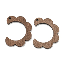 Цветок Деревянные подвески из ореха, кокосового коричневый, цветок, 35x27.5x2.5 мм, отверстие : 2 мм