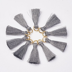 Серый Украшение подвески из нейлона, с железной фурнитурой, золотые, серые, 30~32x7x4 мм, отверстие : 4x5 мм