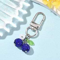 Синий Украшения из полимерной глины со стразами вишневый кулон, с прозрачными акриловыми подвесками и поворотными застежками из сплава, синие, 50 мм