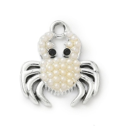 Краб Подвески из искусственного жемчуга, Сплав с поиска, краб, 19.5x17.5x3 мм, отверстие : 2 мм