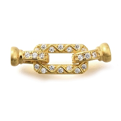 Настоящее золото 18K 925 Складчатые застежки из стерлингового серебра с микропаве из прозрачного кубического циркония, прямоугольные, реальный 18 k позолоченный, 19 мм