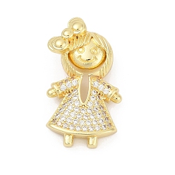 Настоящее золото 18K Латунные микро проложить кубического циркония подвески, кукла, без свинца и без кадмия, долговечный, стойки покрытие, реальный 18 k позолоченный, 26.5x15.5x7.5 мм, отверстие : 1.6 мм