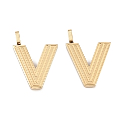 Letter V 304 подвески из нержавеющей стали, письмо амулеты, золотые, Буква V, 15.5x11.4x2 мм, отверстие : 2.5x1 мм