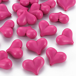 Medium Violet Red Opaque Acrylic Beads, Heart, Medium Violet Red, 17x22x10mm, Hole: 1.4mm, about 255pcs/500g