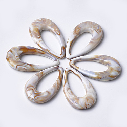 Linen Acrylic Pendants, Imitation Gemstone Style, teardrop, Linen, 44.5x25.5x6mm, Hole: 1.4mm, about 185pcs/500g