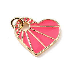 Светло-Вишневый Подвески из латуни с эмалью в стойку, с целью перехода в кольце, долговечный, реальный 18 k позолоченный, сердце, светло-вишневый, 17x16x2 мм, Перейти кольцо: 5x0.9 мм, 3 мм внутренним диаметром