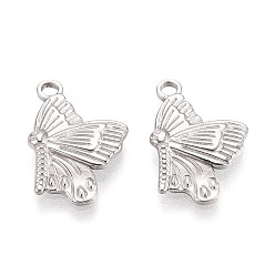 Нержавеющая Сталь Цвет 304 из нержавеющей стали бабочки подвески, цвет нержавеющей стали, 17x12.5x2 мм, отверстие : 2 мм
