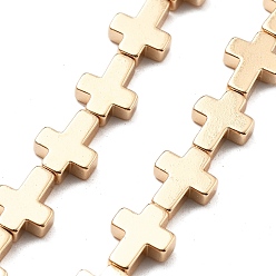 Светло-Золотое Покрытие Синтетических немагнитных гематит бисер нитей, крестик, свет позолоченные, 10x8~8.5x3 мм, отверстие : 0.8 мм, около 40 шт / нитка, 15.75'' (40 см)