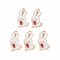 Темно-Красный Подвески из эмали и сплава, без кадмия, без никеля и без свинца, золотой свет, кролик пить напиток, темно-красный, 18x10x1 мм, отверстие : 1.5 мм