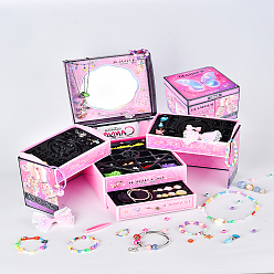 (52) Непрозрачная лаванда Детская шкатулка для драгоценностей своими руками, Наборы для самостоятельного изготовления браслета и сережек для девочки-принцессы, игрушка в подарок на день рождения, разноцветные, 170x170x170 мм