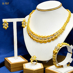 Teardrop Комплекты браслетов, серег, ожерелий и колец из сплава со стразами, золотые, слеза, 450 мм