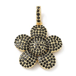 Настоящее золото 18K Покрытие стойки латунь микропаве прозрачные подвески из кубического циркония, долговечный, без свинца и без кадмия, , реальный 18 k позолоченный, 27.5x26.5x6.5 мм, отверстие : 7x3 мм