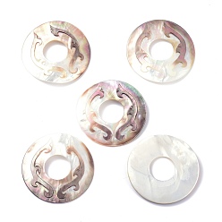Black Lip Shell Natural Black Lip Shell Pendants, Flat Round, 49x2~3mm, Hole: 17mm