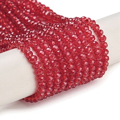 (123L) Белый крем непрозрачный блеск Запекание окрашенные прозрачные стеклянные бусины нити, имитация Opalite, граненые, круглые, огнеупорный кирпич, 3.5x2.5~3 мм, отверстие : 0.8 мм, около 135~140 шт / нитка, 32~34 см