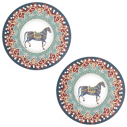 Лошадь Двусторонняя печать на акриловых основах корзин, связанных крючком., для вязания корзины, плоско-круглые, образец лошади, 17.9x0.3 см, отверстие : 5 мм